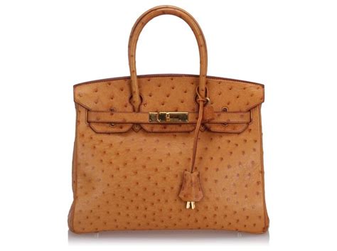 Acapulco Hermès Birkin Autruche Orange 30 Cuir Cuirs exotiques ref