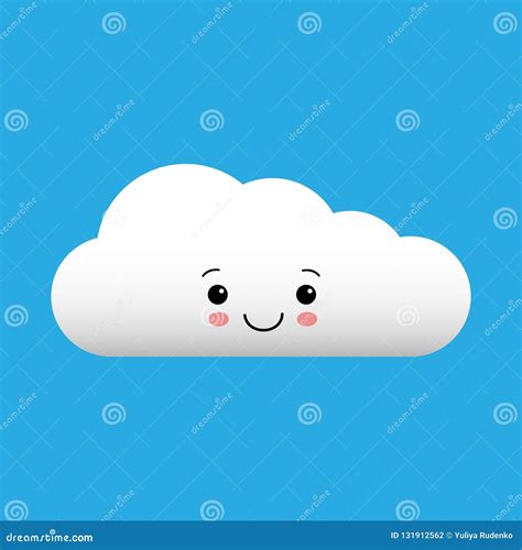 Ejemplo Lindo Del Vector De La Nube Blanca De La Historieta De Kawaii