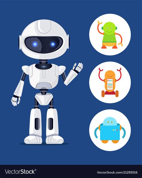 Robot with glowing eyes set Royalty Free Vector Image