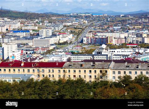 View Of The Northern Russian City Of Magadan From Above The Central