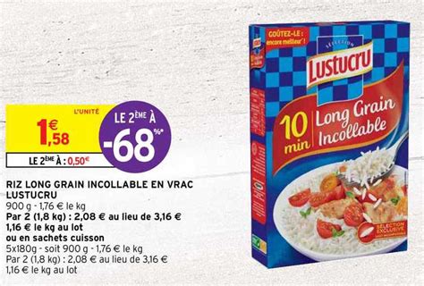 Promo Riz Long Grain Incollable En Vrac Lustucru chez Intermarché Hyper