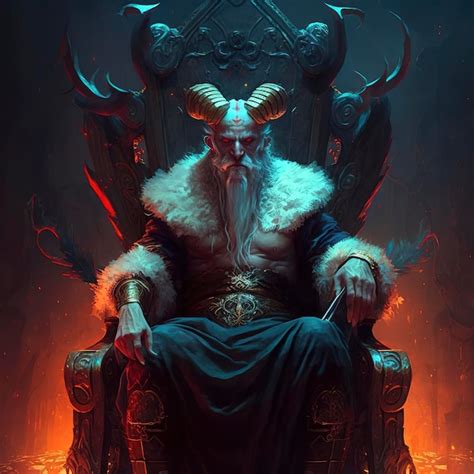 Premium Photo Devil In Hell Demon Sitting On A Throne Warrior King