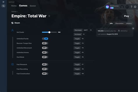 Empire Total War Cheats And Trainer For Steam Trainers WeMod Community