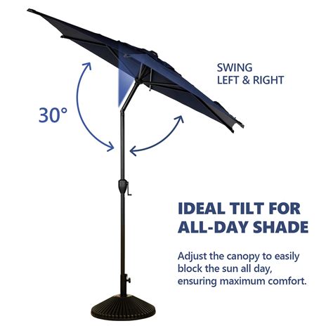 Abba Patio 9ft Outdoor Market Patio Umbrella Push Button Tilt Crank 8 Ribs Dark Blue