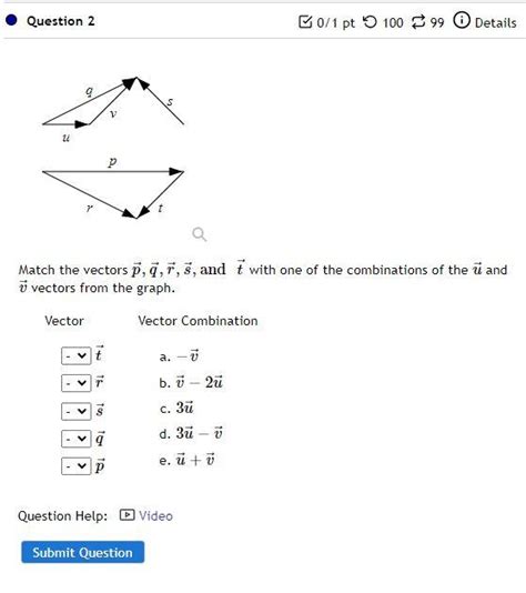 Solved Match The Vectors P Q R S And T With One Of The Chegg