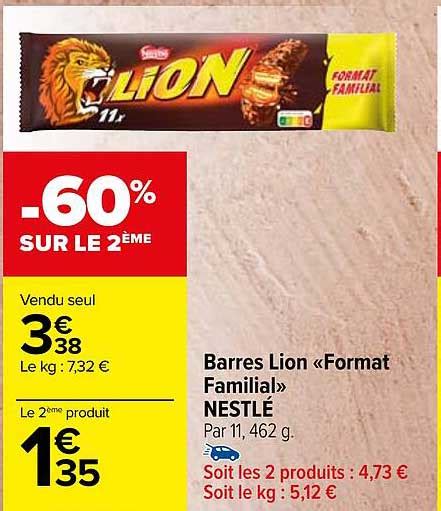 Promo Barres Lion Format Familial Nestl Chez Carrefour Market