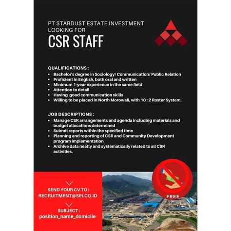 Lowongan Kerja Csr Staff Di Pt Stardust Estate Investment Desember