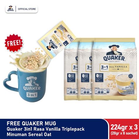 Jual Quaker 3in1 Vanilla Minuman Sereal Oat 224gr 24gr X 8 Sachet