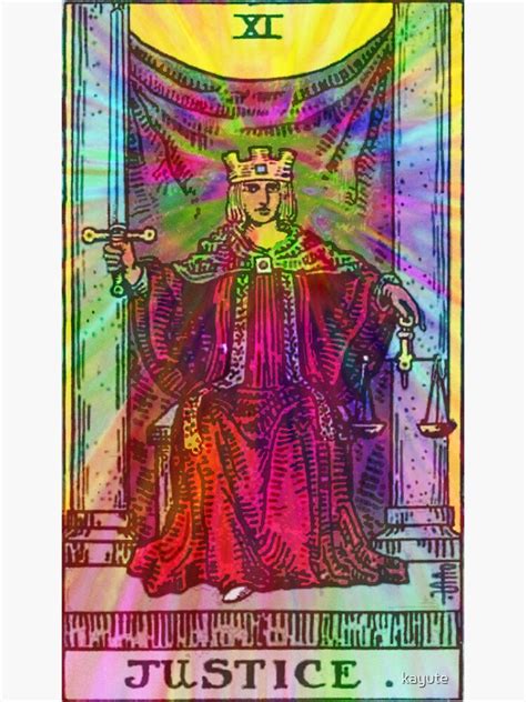 Pegatina Alta Resolución Justicia Carta De Tarot Psychedelic