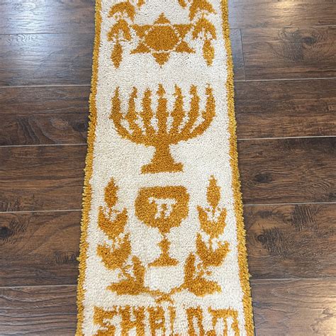 Unique Judaica Wall Hanging Rug 1.5 x 4, Shalom Menorah Jewish Star Ki – Jewel Rugs