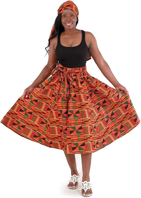 African Traditional Kente Print Type 2 30 Long Skirt With Elastic