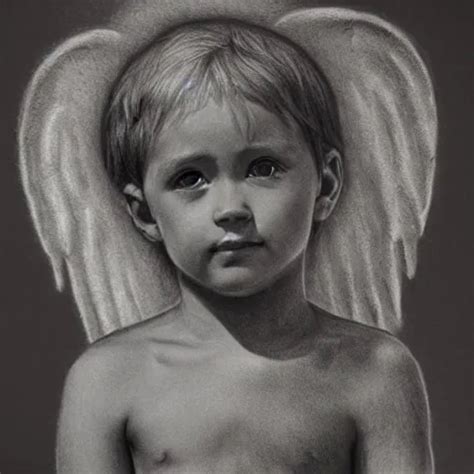 A Detailed Charcoal And Graphite Drawing Of An Angel Stable Diffusion