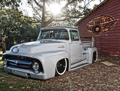 1956 Ford F 100 Featuring Rims By Detroit Steel Wheel Co Classic Ford Trucks Classic Pickup