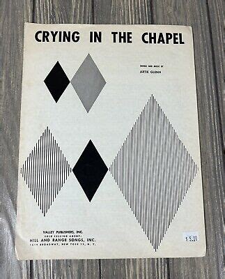 Vintage 1953 Crying In The Chapel Sheet Music Artie Glenn EBay