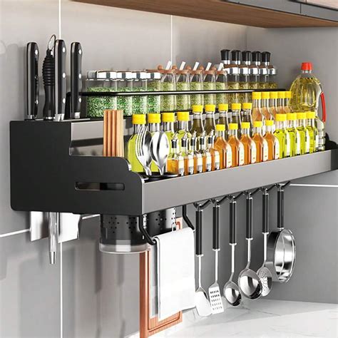 Ibell Multifunctional Wall Mounted Kitchen Storage Organizer Rack With