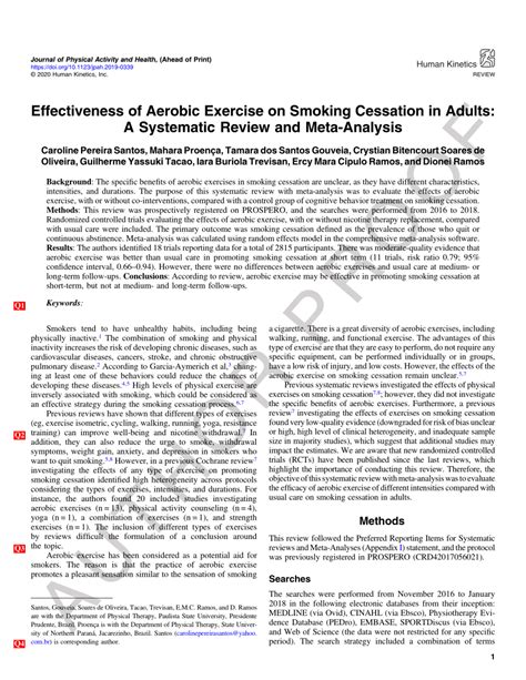 Pdf Effectiveness Of Aerobic Exercise On Smoking Cessation In Adults