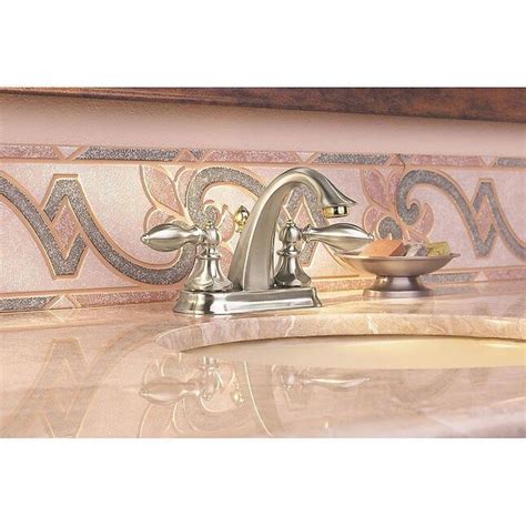 Pfister Catalina Brushed Nickel Polished Brass 4 In Centerset 2 Handle Watersense Bathroom Sink