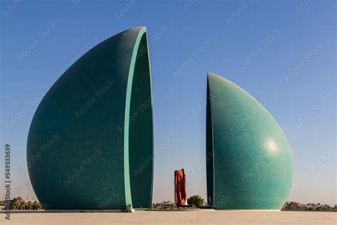 Baghdad Iraq November 2022 Split Turquoise Domes Of Al Shaheed War