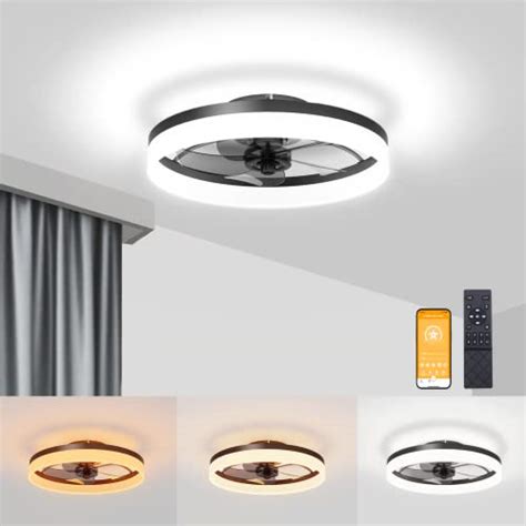 Volisun Modern Ceiling Fans With Lights And Remote 19 7in Low Profile