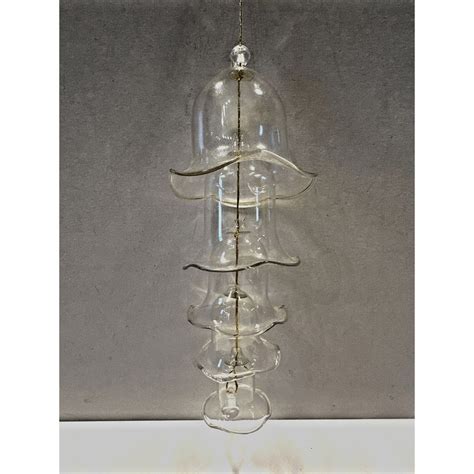 Vintage S Clear Glass Tiered Bell Ornament Scallop Edged Nesting