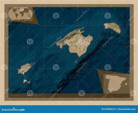 Islas Baleares Spain Low Res Satellite Capital Stock Illustration