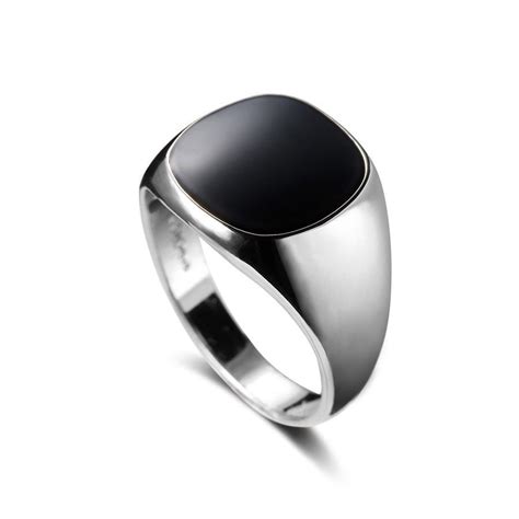 Platinum Plated Onyx Signet Ring Onyx Signet Ring Signet Ring Rings