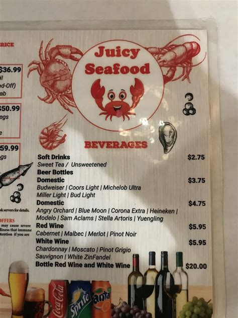 Menu At Juicy Seafood Restaurant Evansville