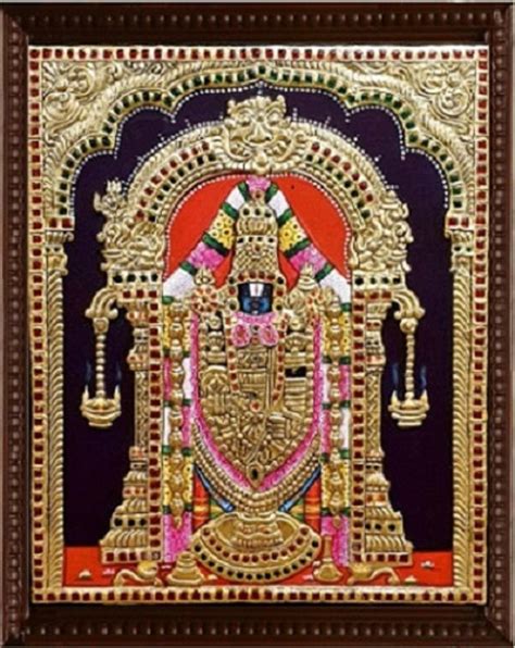 Lord Balaji Venkateshwara Tanjore Painting With Frame Etsy Tanjore