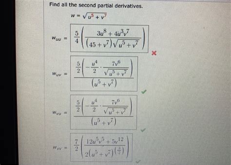 Solved Find All The Second Partial Derivatives W V05 7 Chegg