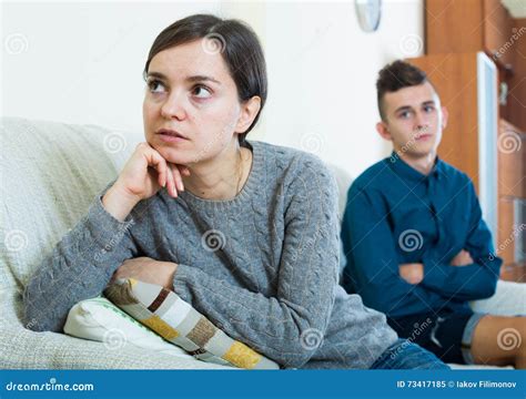 Mother And Teenager Son Having Fight At Home Stock Image Image Of