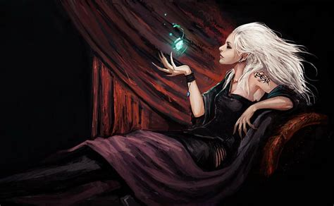 Sorceress Witch Art Halloween Blonde Hair Magic Woman Fire