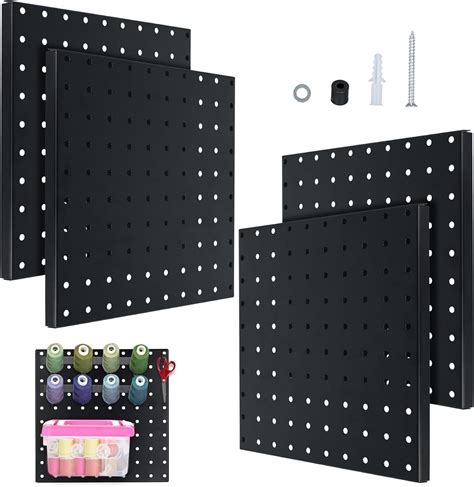 Pcs Peg Board Metal Pegboard Panels Black Wall Pegboard Organizer