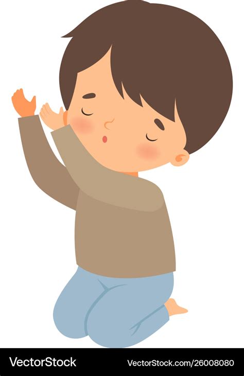 Little Boy Kneeling And Praying Cartoon Royalty Free Vector