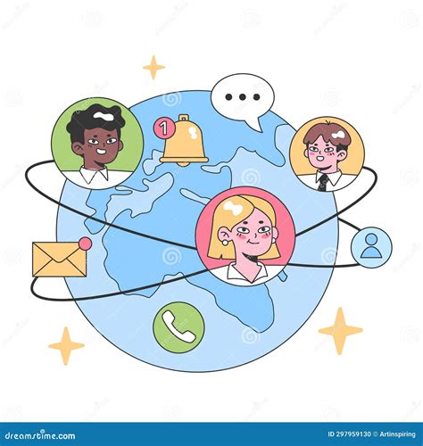Global Communication Concept. Flat Vector Illustration Stock