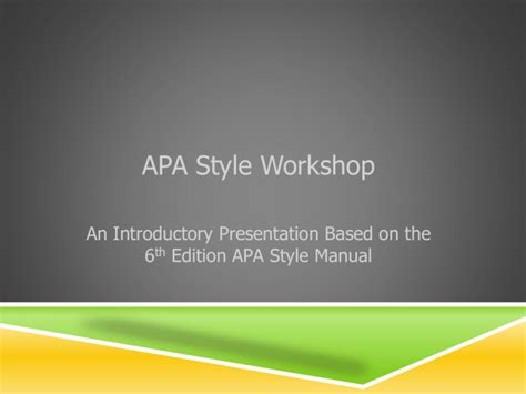 Apa Style Basics