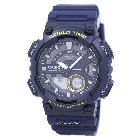 Casio Telememo 30 World Time Alarm Analog Digital Mens Watch