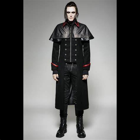 Y 712 Gothic Men Winter Pu Leather Cloak Double Breasted Long Trench Coat Jackets Men Fashion