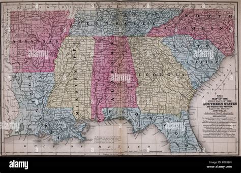 Map of the Southern States - United States America - circa 1861 Stock ...