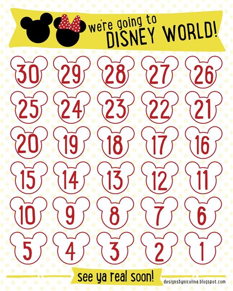 Disney Printable Countdown Calendar