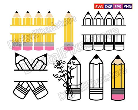 Pencil Svgpencil Name Frame Svgpencil Monogram Svgteacher Etsy