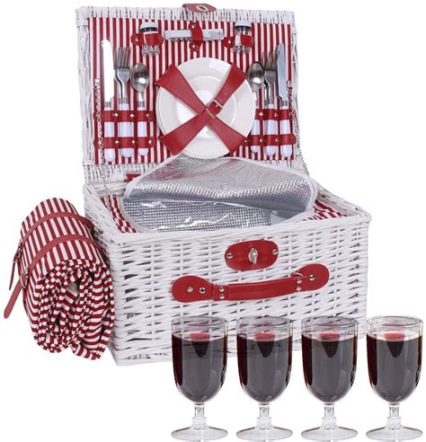 Nukied Picnic Basket For Wicker Picnic Set With Large Insulated