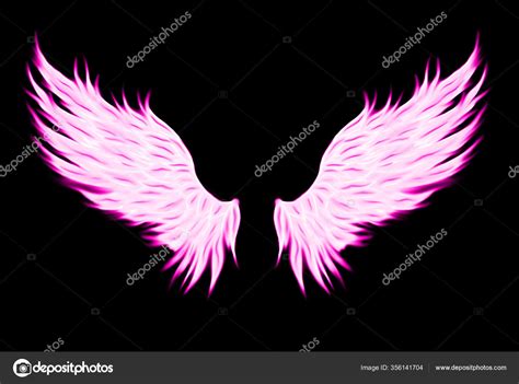 Pink Angel Wings Illustration Isolated Black Background Stock Photo By