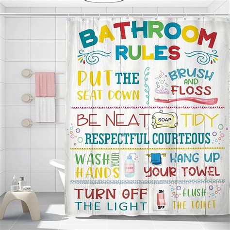 Colorful Inspiration Bathroom Rules Shower Curtain Motivate Your