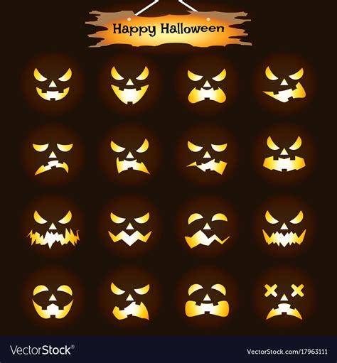 Happy Halloween Jack Olantern Expressions Vector Image