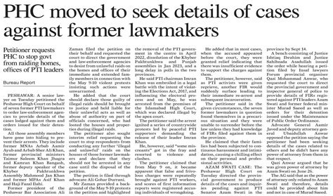 Dawn EPaper Sep 06 2023 PHC Moved To Seek Details Of Cases Against