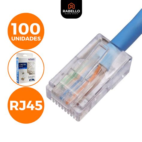 Conector Rj45 Cabo De Rede Ez Rj45 Vazado Cat5e 100un Exbom C100