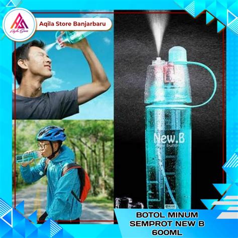 Jual Botol Minum SEMPROT New B Sport Spray Water Bottle 600ml Botol