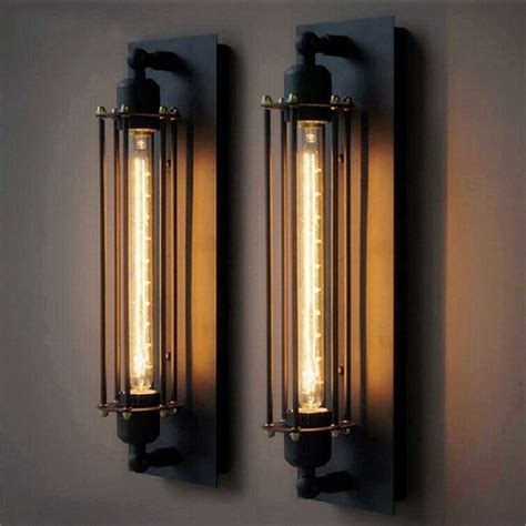 T300 Industrial Rustic Long Black Wall Sconce Plate Lamp Retro Vintage Lighting for indoor use ...