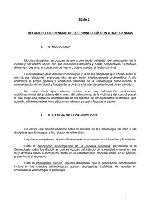 TEMA 2 Alumno APUNTES TEMA 2 CRIMINOLOGIA TEMA 2 RELACION Y