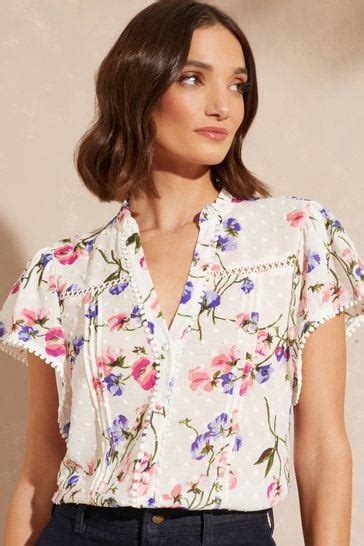 Buy Love And Roses Dobby Ruffle V Neck Flutter Sleeve Blouse From Next